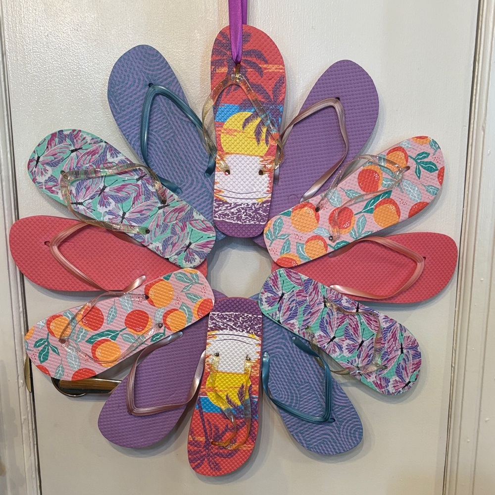 Colorful, made by hand, Flip Flop wreath